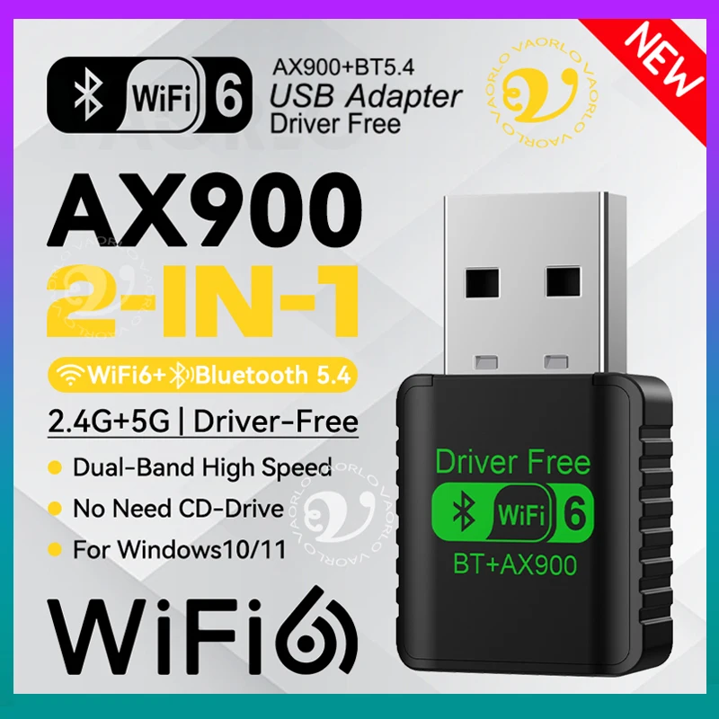

2 in 1 Dongle AX900 WIFI 6 Bluetooth 5.4 USB Adapter Dual Band 2.4G&5GHz USB Wifi Network Wireless Wlan Receiver For Win10/11