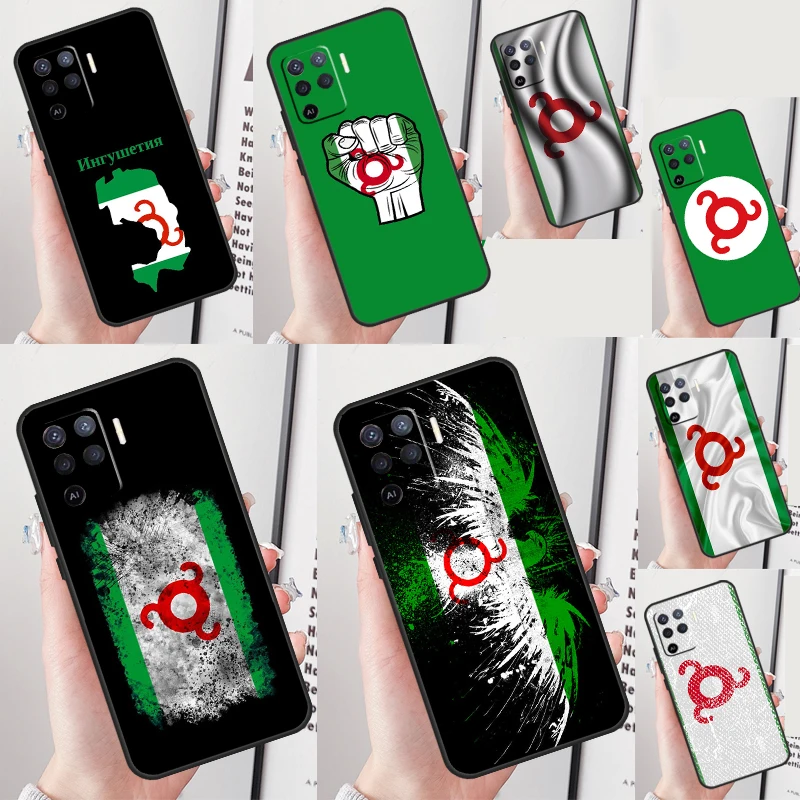 Ingushetia Flag Case For OPPO A96 A76 A16 A78 A98 A77 A17 A15 A5 A9 A53 A74 A94 A52 A72 A93 A54 A57 S Cover