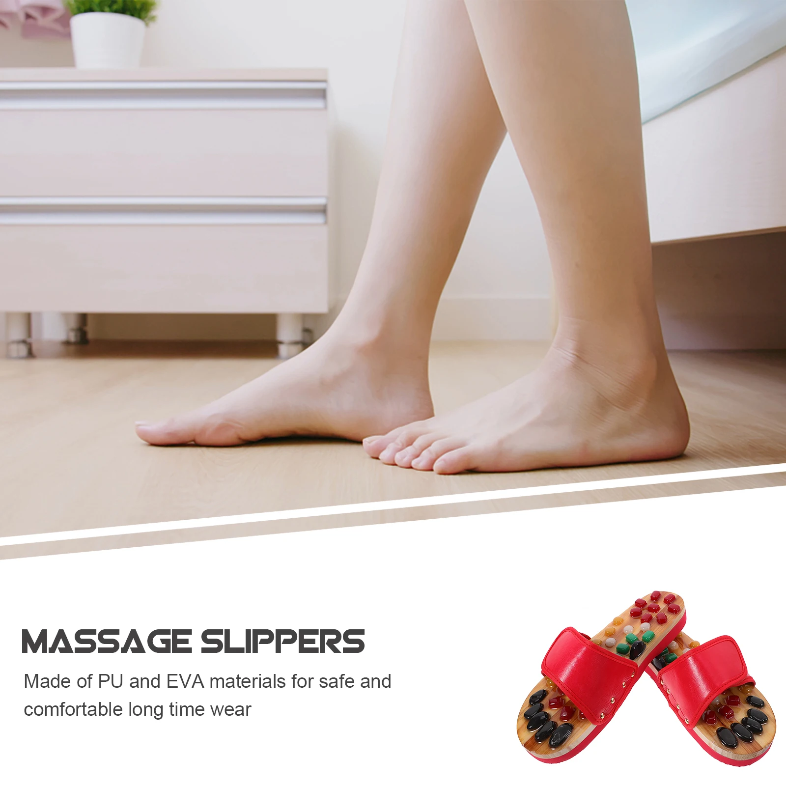 

Relax Massage Slippers Foot Health Shoes Cobblestone Design Pu Eva Soothing Sole Blood Home Healthcare Gift Size