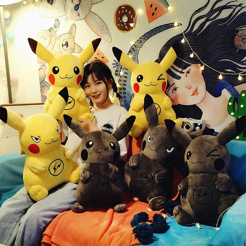 

80cm Pokémon Kawaii Plush Toy Pikachu Dark Gray Big Size Stuffed Animal for Kids Birthday Xmas Gift Indoor Decoration Doll