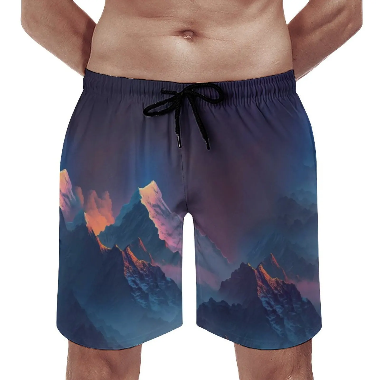 

Летние модные повседневные свободные простые дышащие пляжные брюки для мужчин и женщин с разнообразным ассиметричным принтом иллюстрации