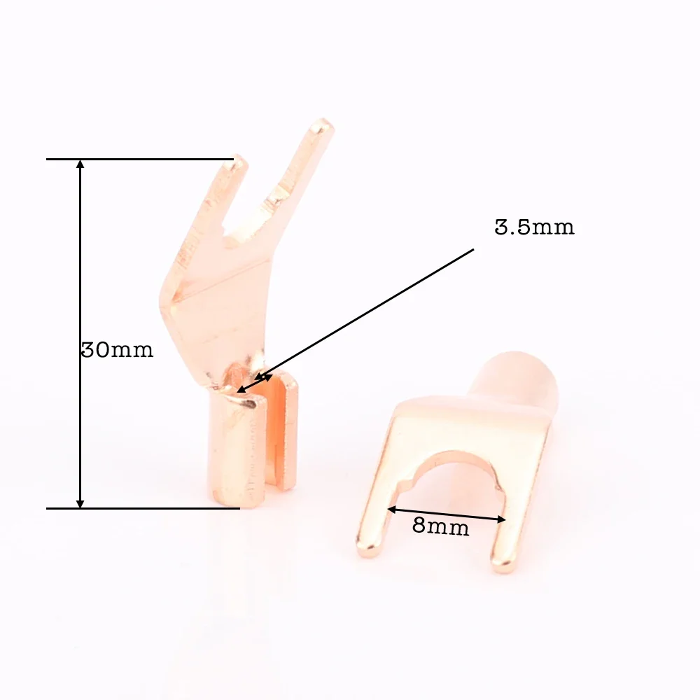 

High Quality Red Copper Speaker Y Spades for DIY Audio Cable Spade Plug Connector Terminal Spades HIFI Audio Cable Connector