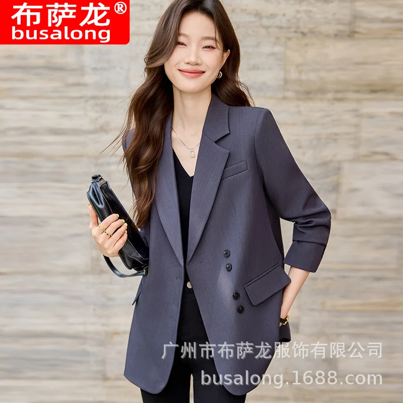 

2025Новый стильный модный костюм, повседневный женский профессиональный пиджак с длинными рукавами, официальная женская одинарная куртка, рабочая одежда1931