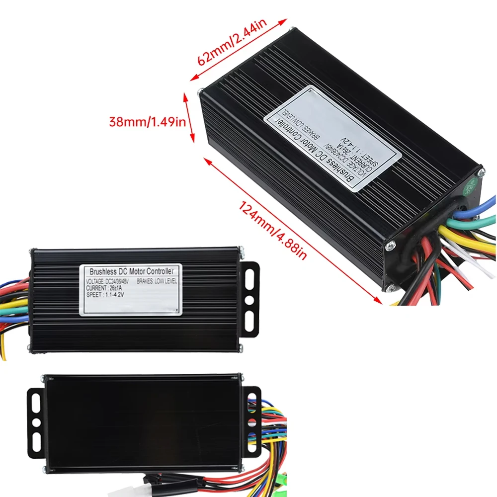 24V/36/48V DC ブラシレスモーターコントローラー 26A 500/750W 3 モードブラシレスコントローラー電動自転車アクセサリー用