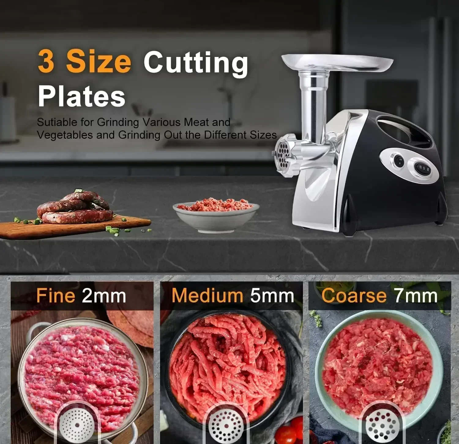 2024Household electric multi-function minced meat garlic chili sauce sausage stuffer stainless steel with blade filling tube kit