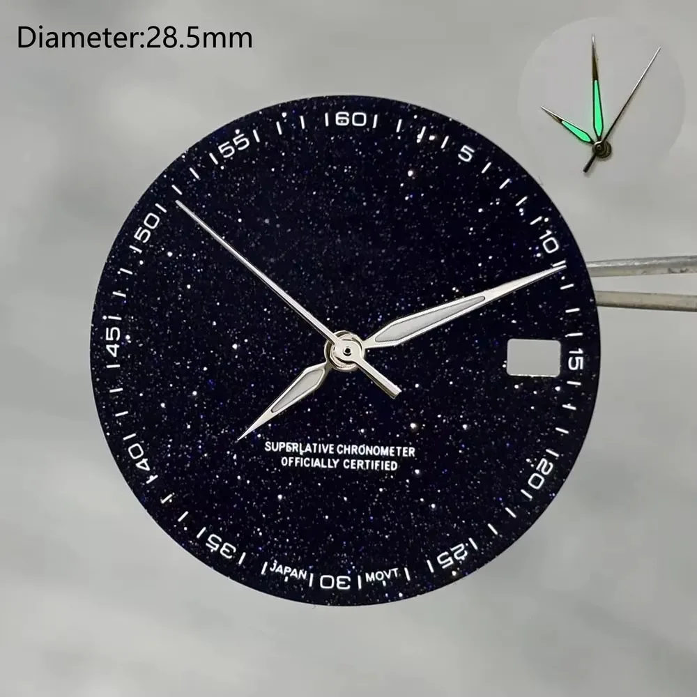 NH35 S Logo Dial 28.5mm Starry Sky Stone Dial For NH35 Movement Sparkling Blue-Gold Star S Dial NH35 Date_Just Modification Part