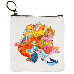 Winx motyl wróżka portmonetka Vintage Mini portfel etui na drobne gospodarstwa domowego przenośne klucze przechowywanie kart torba na karty zamek błyskawiczny