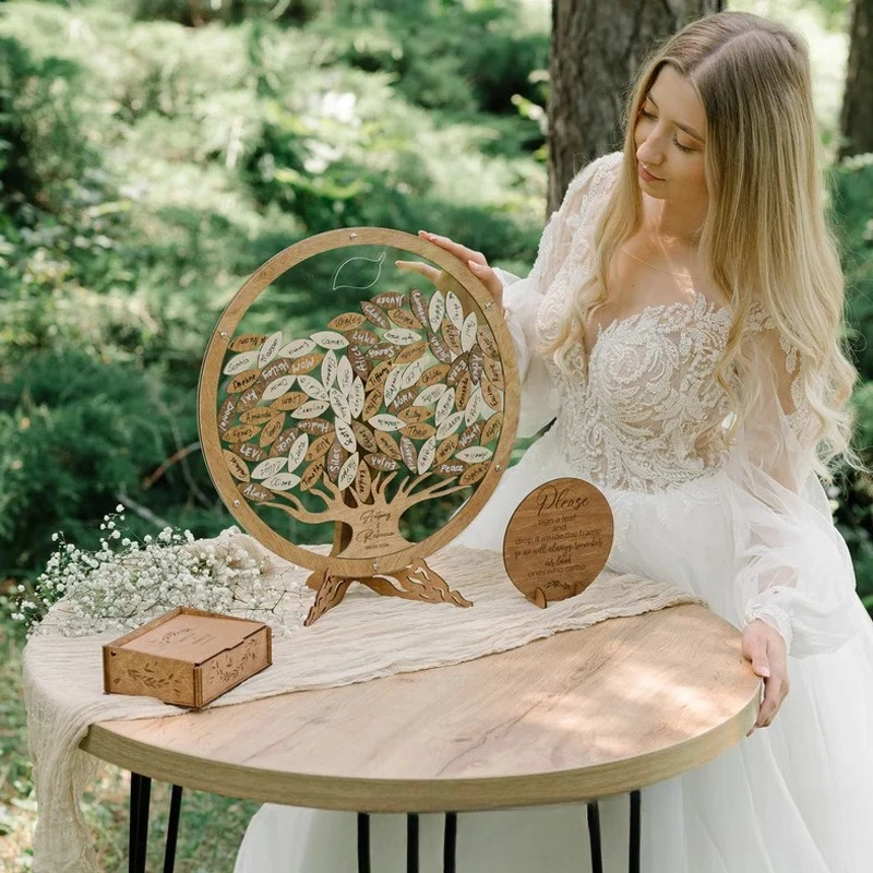 

Креативная табличка для регистрации гостей на свадьбу с индивидуальным текстом, логотипом в виде семейного дерева, памятный подарок на годовщину свадьбы.