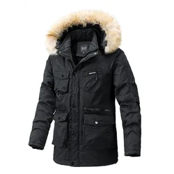 Men's Parka Thicken Warm Winter Jacket Fleece Inner Cotton-Padded Coat New Male Windbreaker Hooded Multi Pocket Cotton Outwear