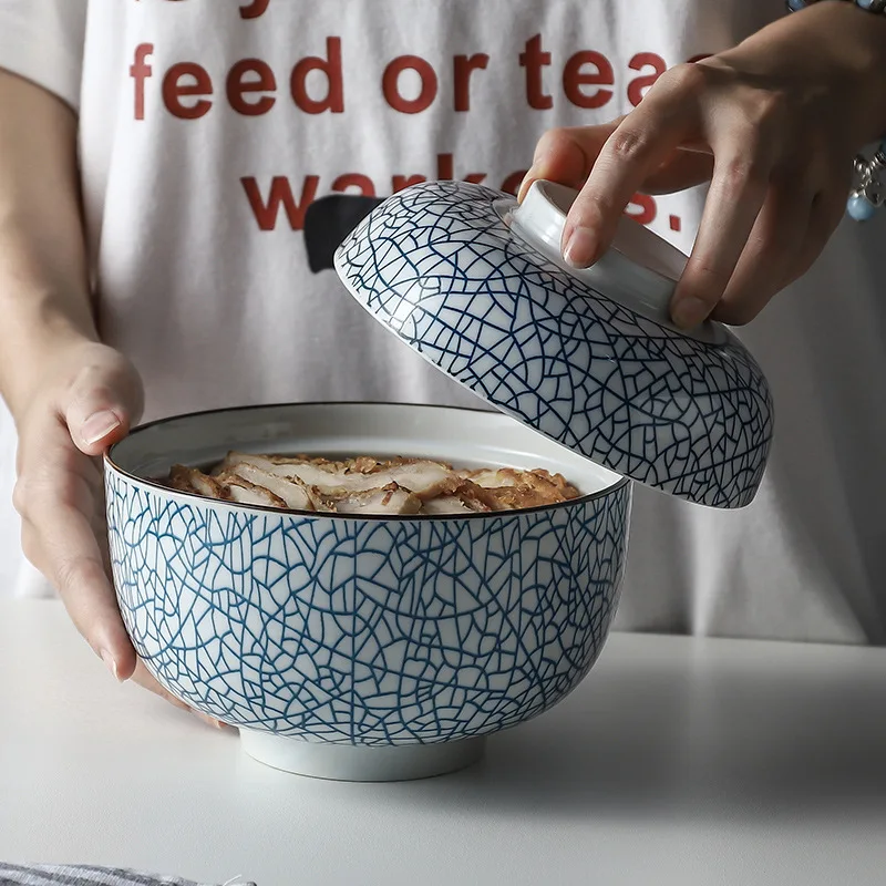 Japanese Ceramic Heat-resistant Steam Bowl Steamed Egg Soup Bowl with Lid Household  Tableware