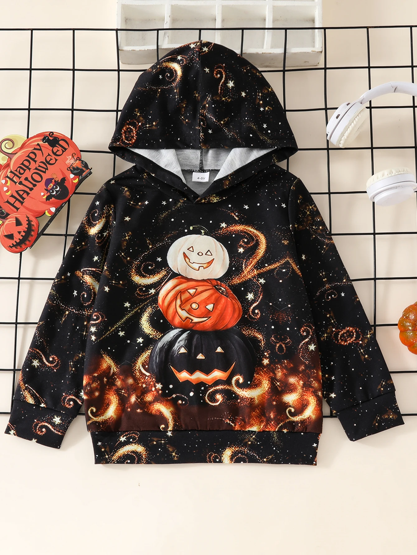 

New boys' and children's long sleeved Halloween hooded sweatshirt for daily wear