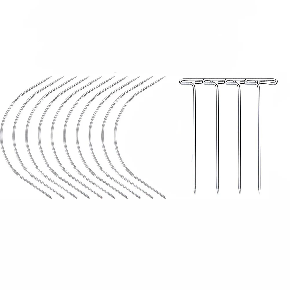 

20Pcs Handmade T-Type Pin C Needle Steel Durable Big Hole Fixed Needle Easy to Insert for Styling T-Type Pin
