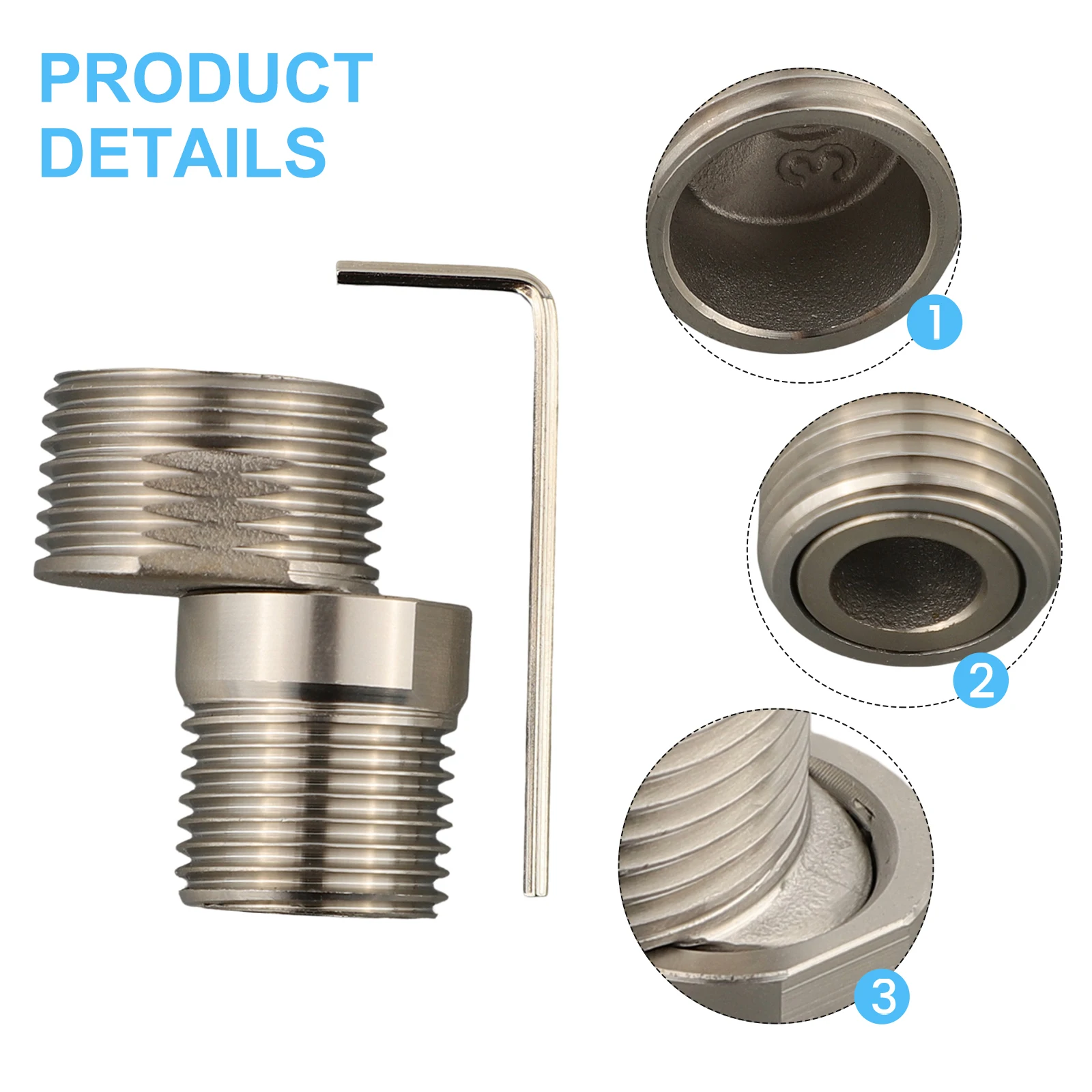 Stainless Steel Angled Curved Foot Wall Mounted Eccentric Screw Corner 360° Rotatable Shower Faucet Adapter