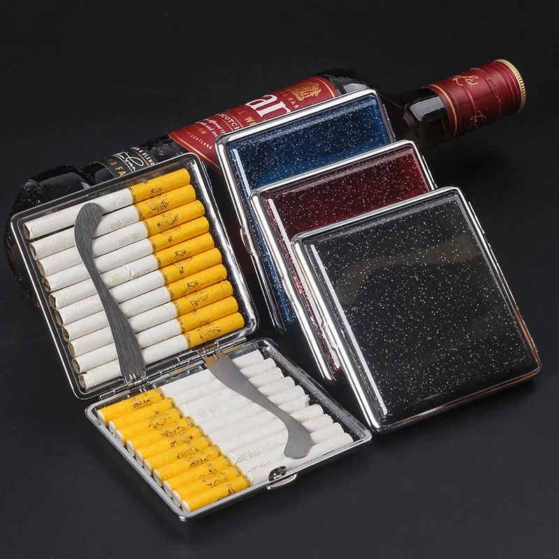 Glitter Cigarette Display Carry Box Transparent Flip Open Cigarette Case Organizer Multicolor Plastic Cigarette Holders