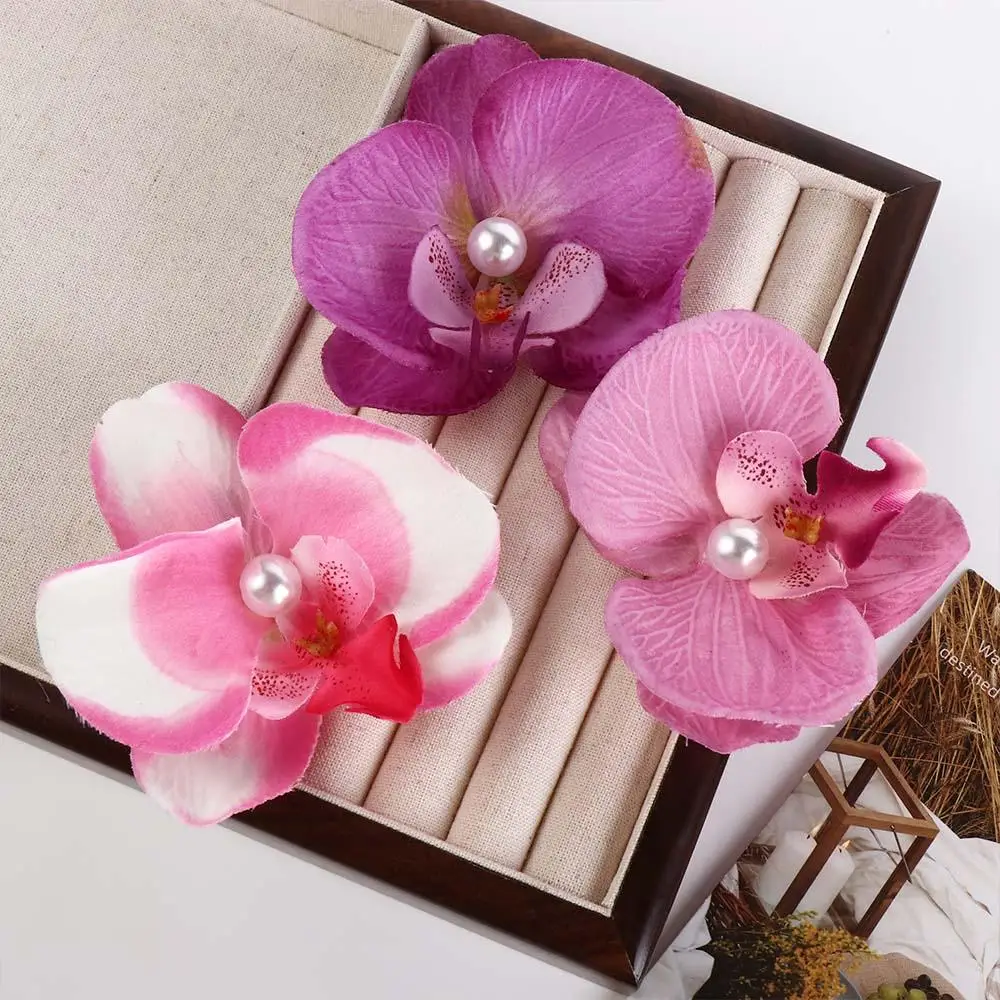 

Pink Orchid Flower Hair Clip Hair Accessories Hair Ornament Orchid Hairpin Headdress Side Barrettes Bohemia Barrettes Daily