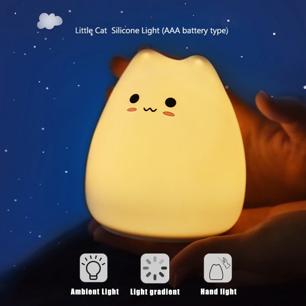 LED Night Light Cartoon Light Touch Sensor Cute Lamp Baby Nightlight Colorful LED Lamp Children Desktop Decoration Holiday Gift