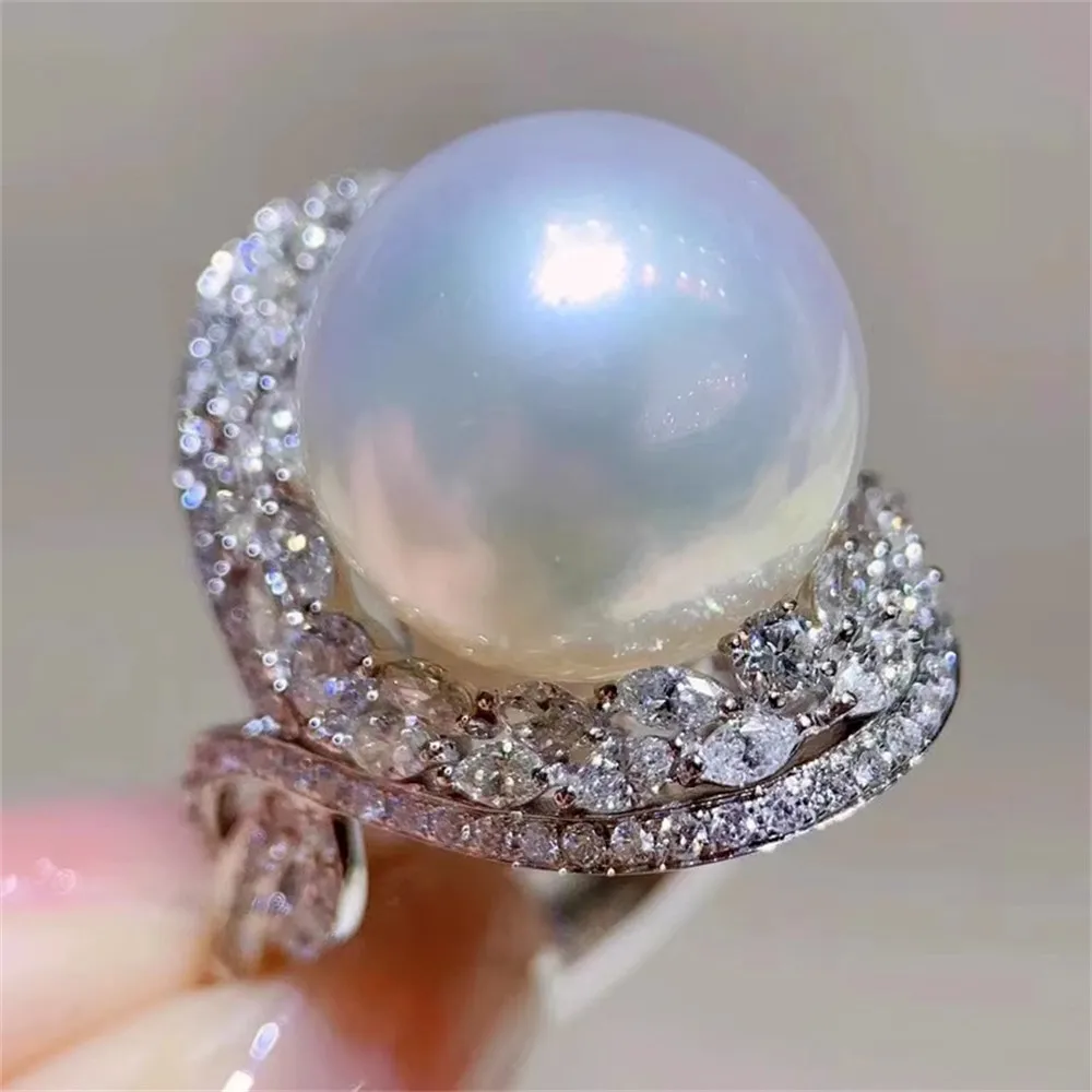 

DIY Pearl Ring Accessories S925 Sterling Silver Ring Empty Support Fashion Gold Silver Jewelry Fit 10-12mm Circle Z469