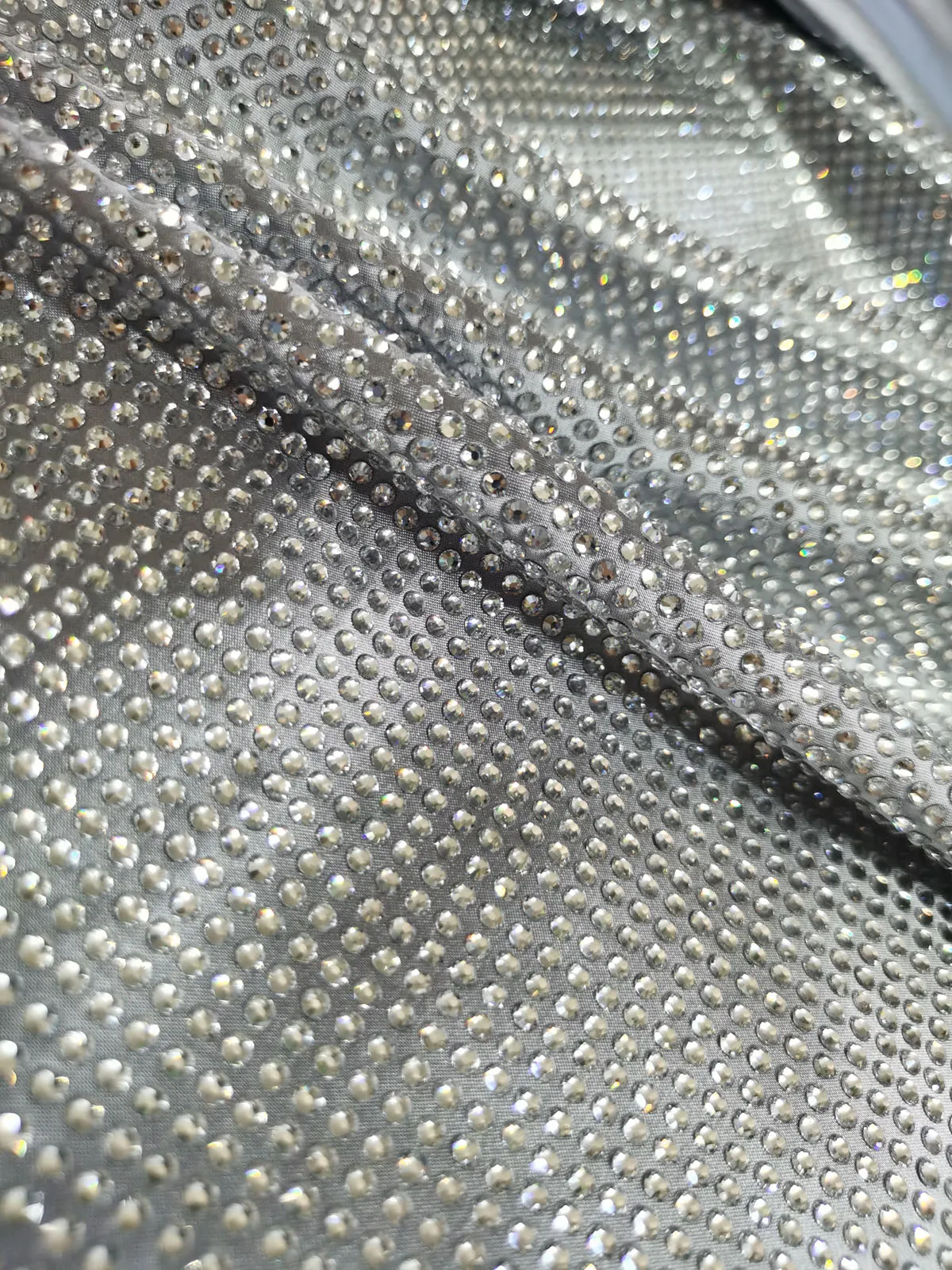 Embellished Satin Rhinestone Crystallized Fabric Glitter Hot Fix Crystal Strass Sewing Fabric Polyester Spandex Stretch Stretchy