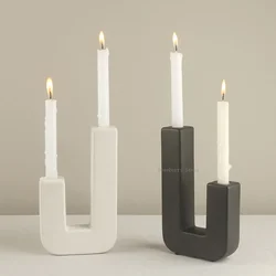 Geometry Candlestick Silicone Mould U Shape Candle Holder Concrete Plaster Mold Arch Epoxy Resin Casting Molds Craft Home Decor