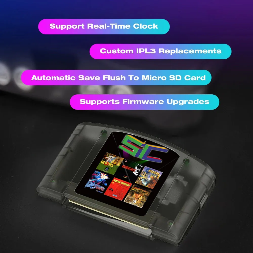 EVERDRIVESC64 Игровой картридж с открытым исходным кодом N64 3000 в 1 для игровой карты Nintendo 64, бесплатная совместимость с картой 16 ГБ, поддержка игр 64DD