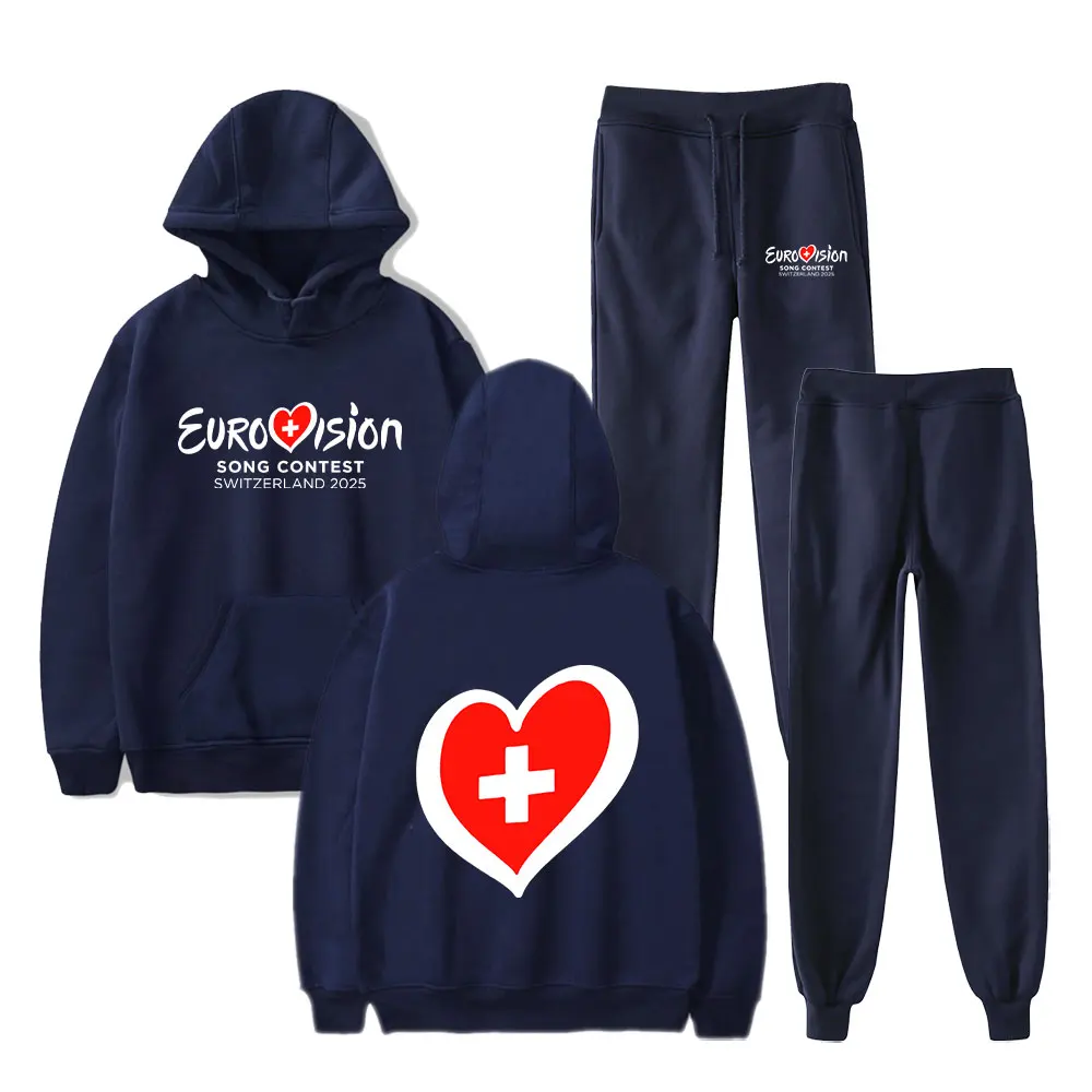 Eurovision song contest 2025  hooded 2 piece novelty  sweatshirt men/women  Strap sports pants