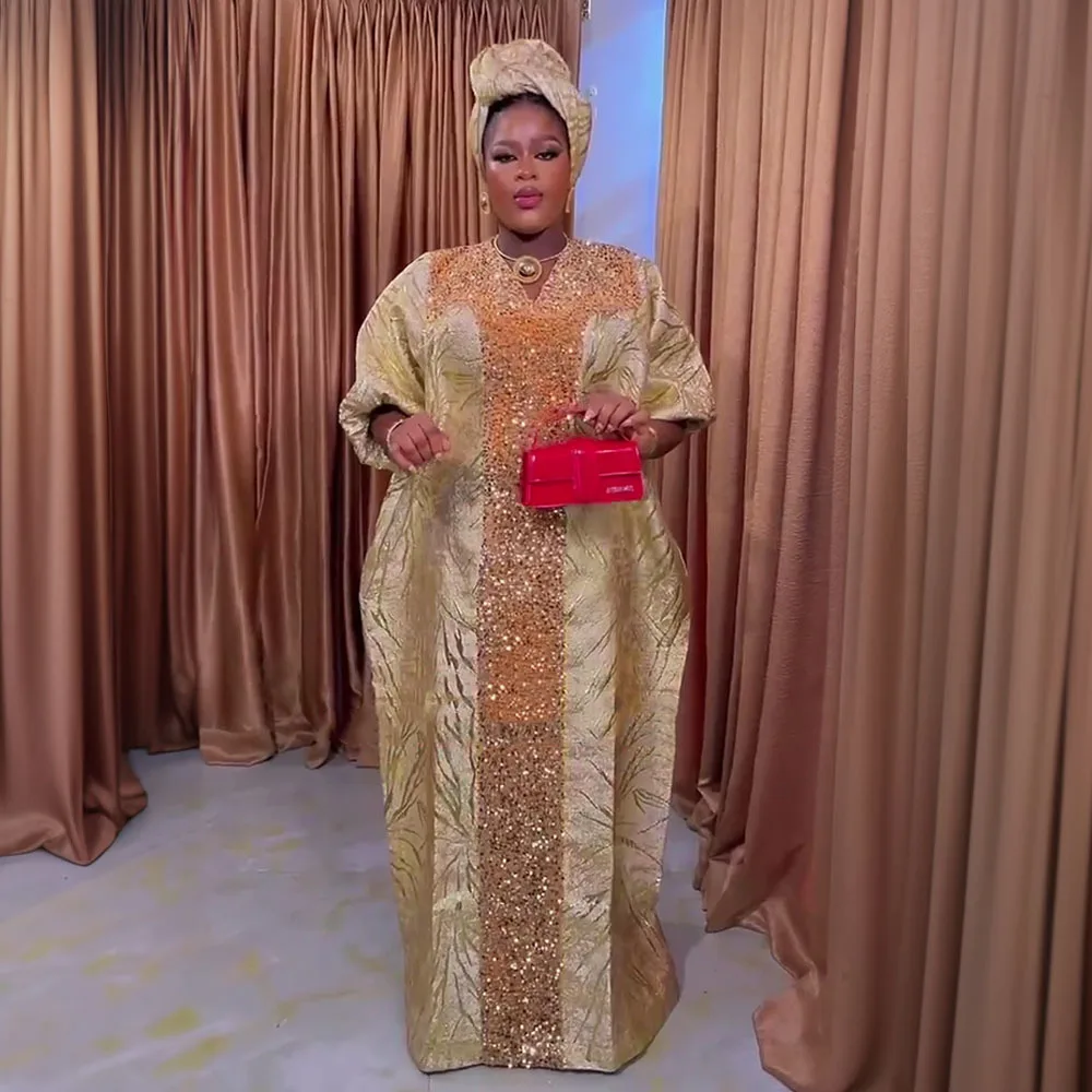 

Abayas For Women Kaftan Boubou Robe Djellaba Femme Dubai Luxury Sequin African Muslim Fashion Evening Party Dresses 2025