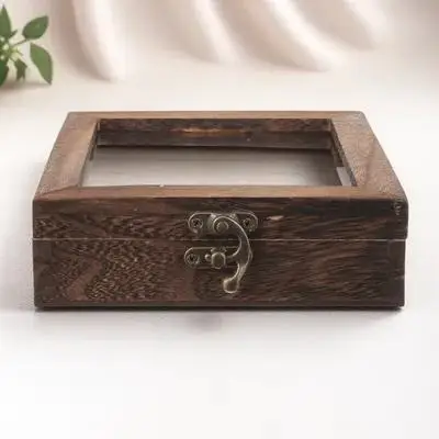 

1 set 1 Set Of Vintage Wood Specimen Display Box Clear Lid Compact Storage Case For Butterflies Dried Flowers Crafts Specimen