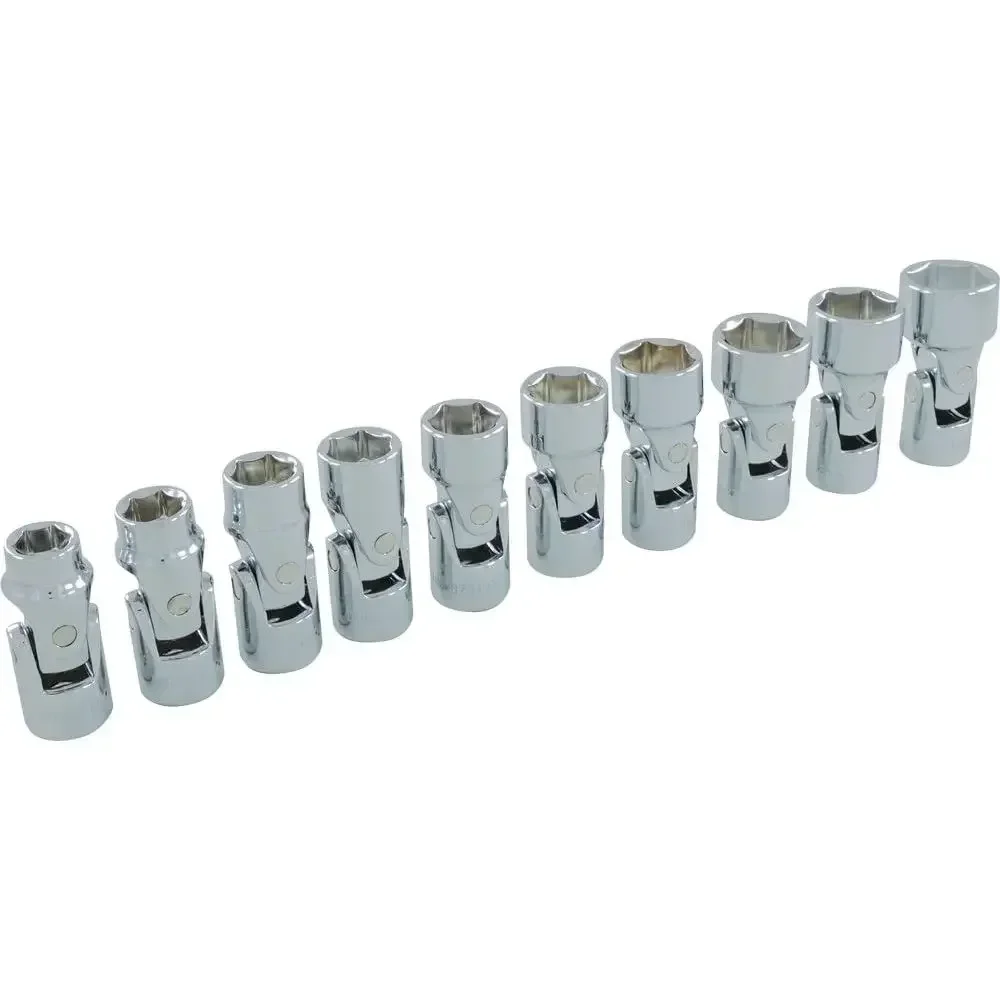 

10 Piece 3/8 Drive 6 Point Metric Universal Joint Socket Set, 10-19mm