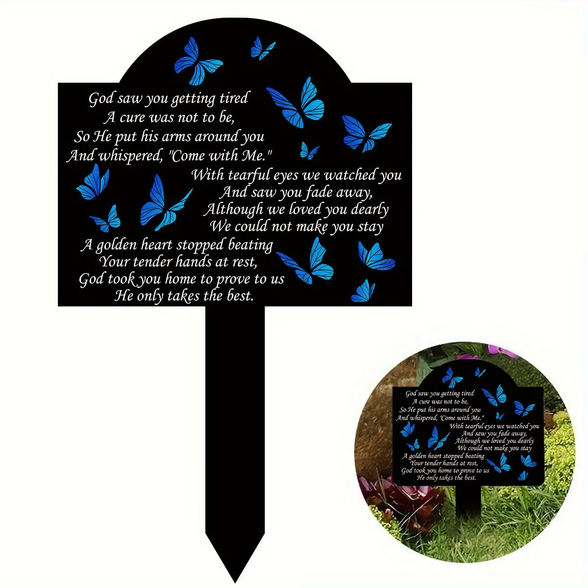 Butterfly Memorial Stake Black Waterproof Acrylic Grave Marker For Loss of Mother Memorial Plaques Cemetery Decor Garden Stake