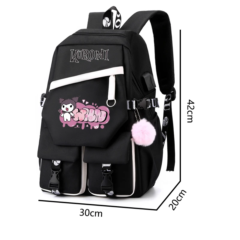 Anime Sanrio Kuromi Backpack Girl Boy Student Rucksack Teen School Canvas Mochilas Women Leisure Knapsack Kid Cartoon Schoolbag