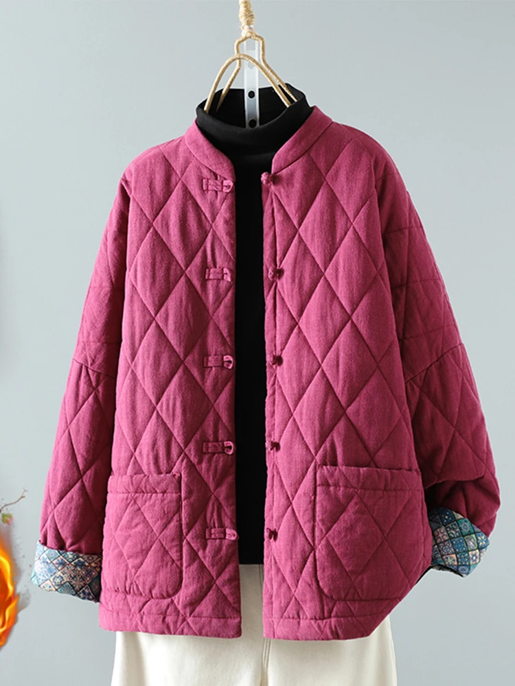 

Новое китайское хлопково-льняное пальто с воротником-стойкой, женское зимнее теплое пальто на пуговицах в стиле ретро, свободное длинное пальто