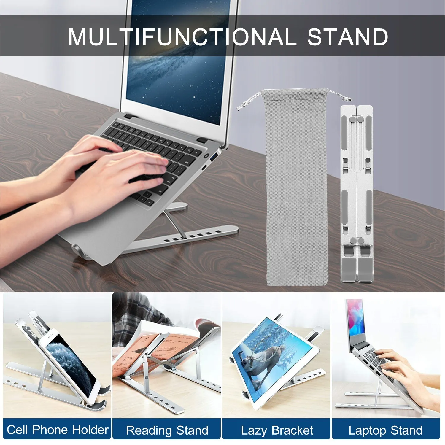 Foldable Laptop Stand Multi-Purpose Desktop Cooling Bracket for MacBook Pro / iPad Tablet Universal Holder