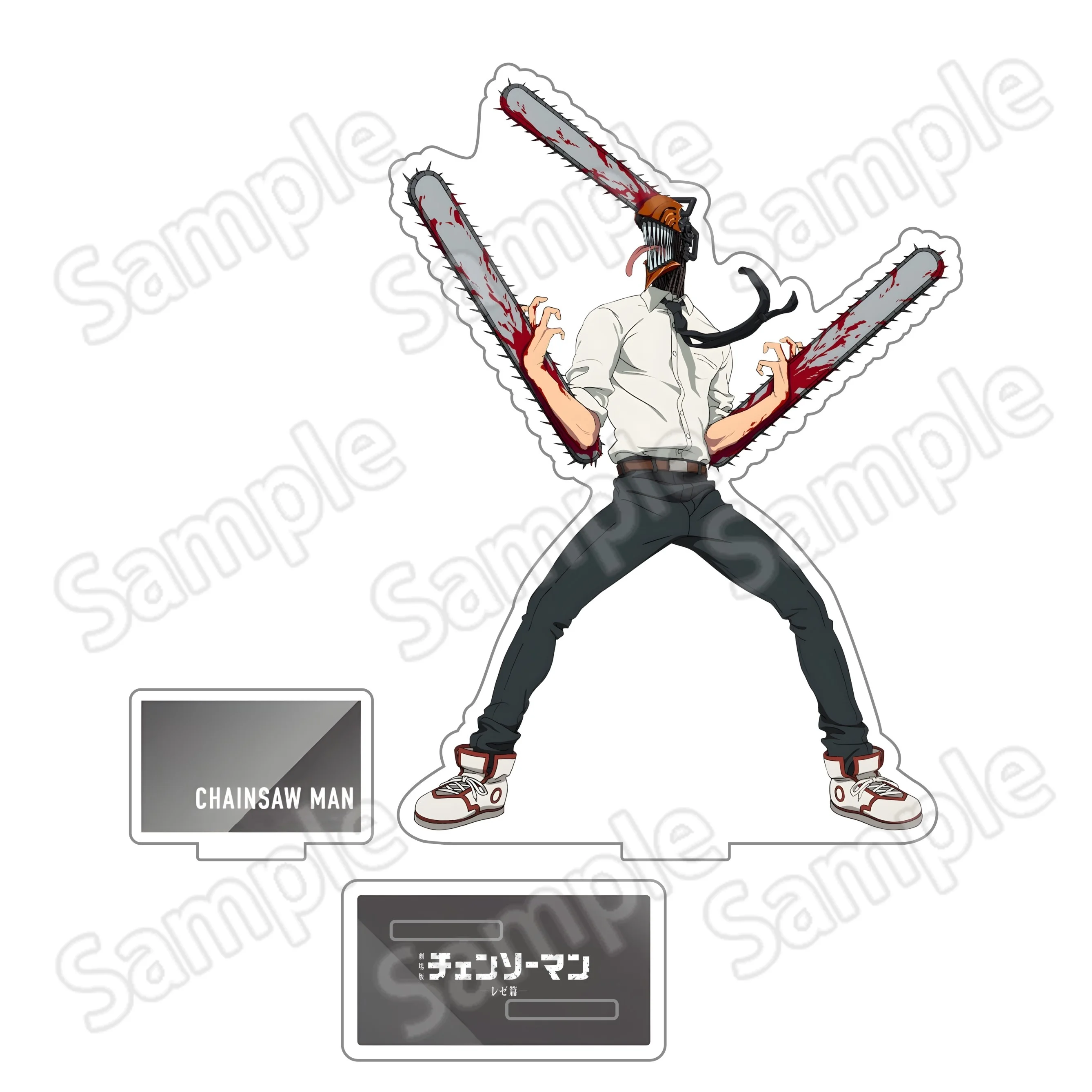 Chainsaw Man 15CM Doppelschlitz-Acrylständer Anime-Figur Desktop-Dekoration Otaku-Fans Sammlerstück Geschenkmodell Spielzeug