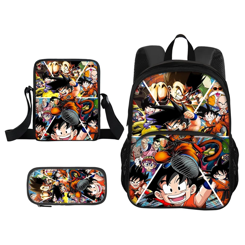 Juego de 3 piezas de mochila con diseño de Dragon Ball Goku, bolsas de hombro, bolsa para lápices, mochila para estudiantes, mochilas escolares de dibujos animados, el mejor regalo
