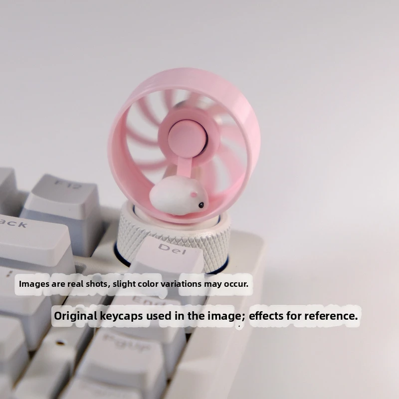 Creative Personality Custom Cute 3d Hamster Wheel Keycaps, Rotating Axis Cross Axis Mechanical Keyboard Diy Pink Keycaps