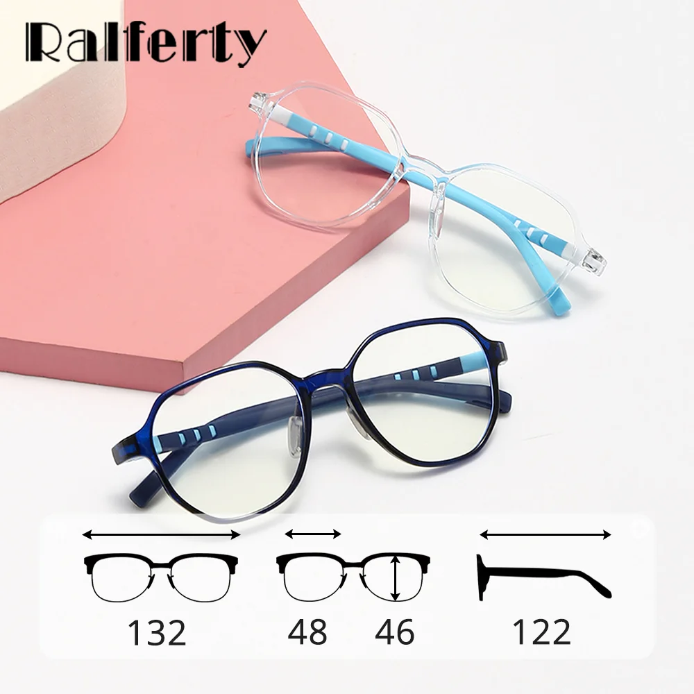 Ralferty TR90 Kids Eye Glasses Frame Boy Girl Child Anti Blue Glasses Clear Flexible 0 Diopter No Medical Myopia Optical Frame