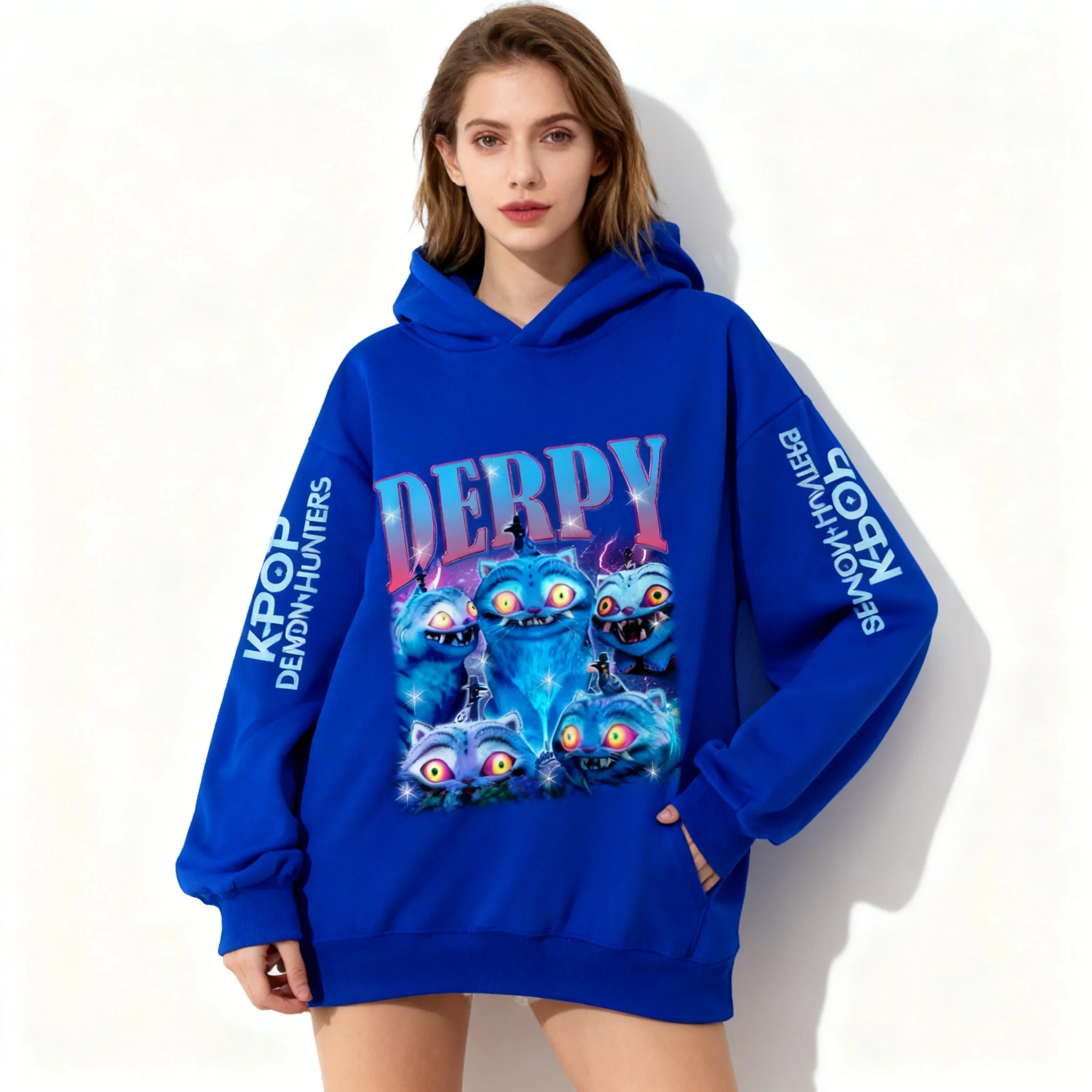 

25/26 Autumn/Winter Zipper Hoodie Sweet Cool Witch Hunting Team Tiger Korean American Street Oversized Women's and Girls' Jacket