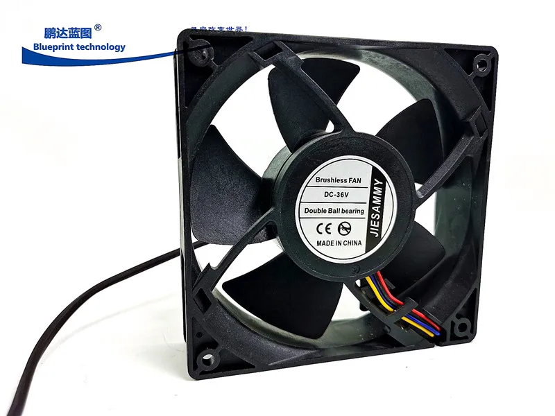 New Jiesammy Double Ball Bearing 12032 12cm Max Airflow Rate 36V Four-Wire PWM Temperature Control Cooling Fan 120*120*32MM