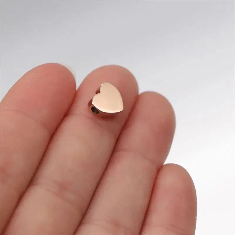 10pcs/lot 7*8mm Tiny Heart Bead Charm Mirror Polished Stainless Steel Heart Charms For DIY Necklace Bracelets Jewelry Making