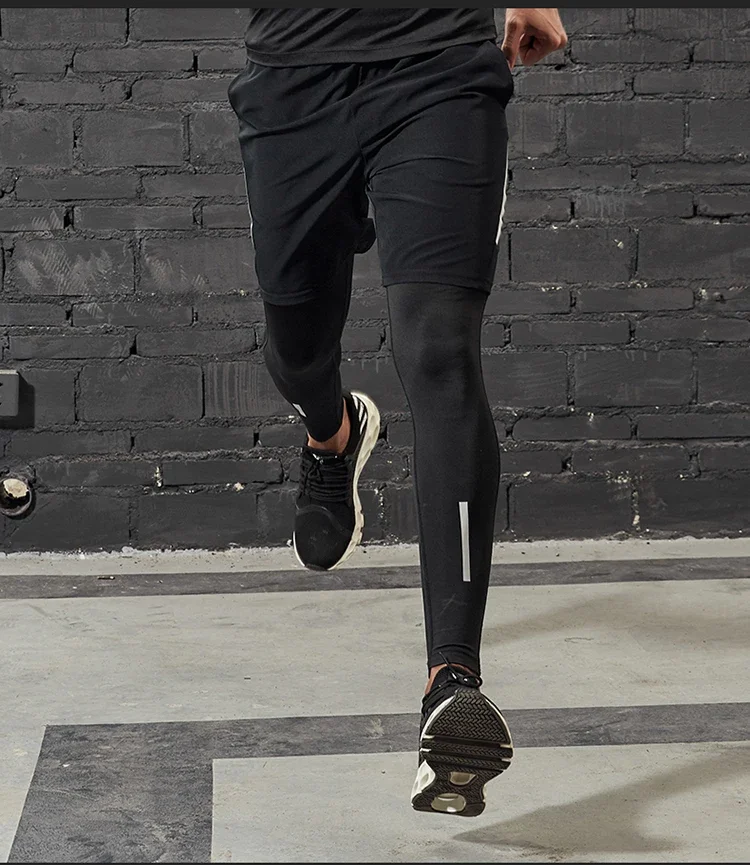 New Compression Pants Men Running Tights with Reflective Striped Basketball Legging Workout Elastic Waist Trousers Men view 5