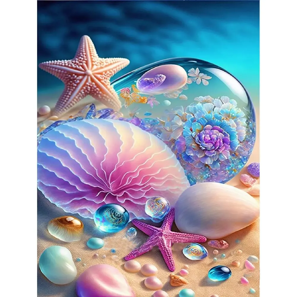 

Crystal Full Square AB Diy Diamond Painting Seashore shells 5D Embroidery Mosaic Home Decor Needlework Christmas Gift Paintings