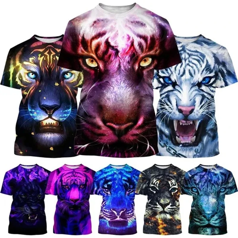 Tiger Totem 3D Printed Men's T-shirt Animal Pattern Summer Short Sleeve Trend Harajuku Polyester Oversized Casual Blazer Top Tee