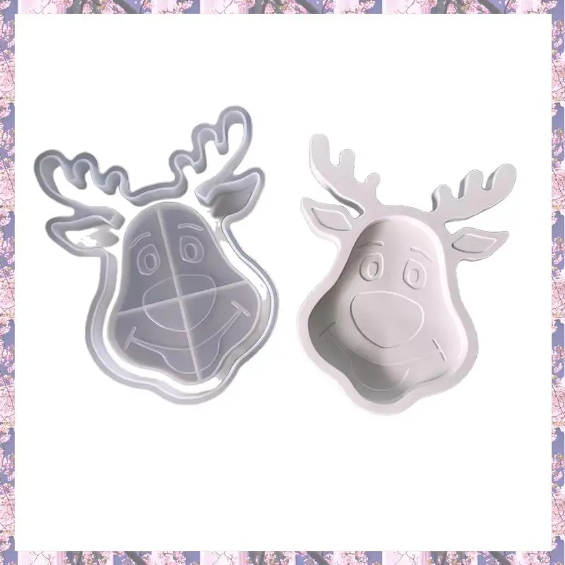 

Розничная Рождество для гипса, эпоксидная силиконовая форма, декоративный лоток-снежинка, дизайн оленя и лося, форма для поделок своими руками, изготовление мыла F
