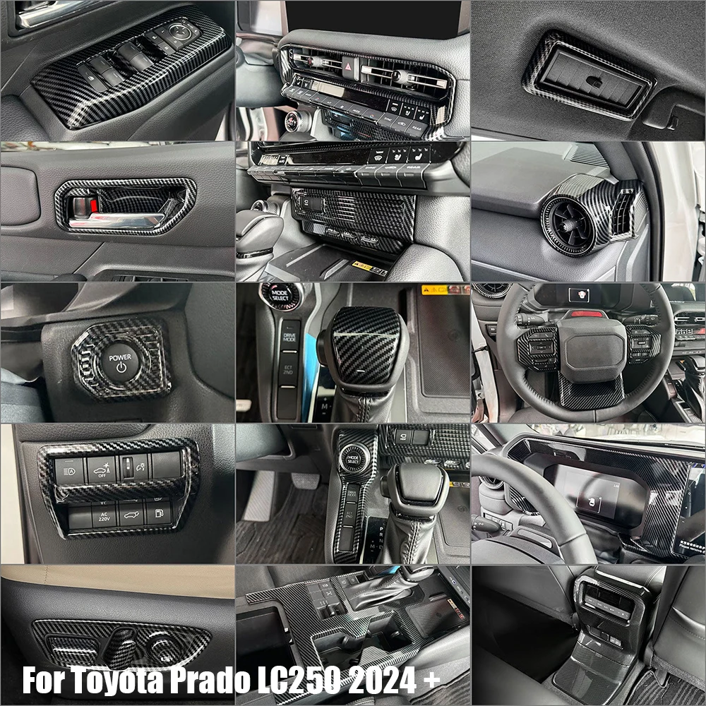 

For Toyota Land Cruiser Prado 250 LC250 2024 ABS Carbon Fiber Car Interior Center Console Gear Shift Panel Cover Frame Trim