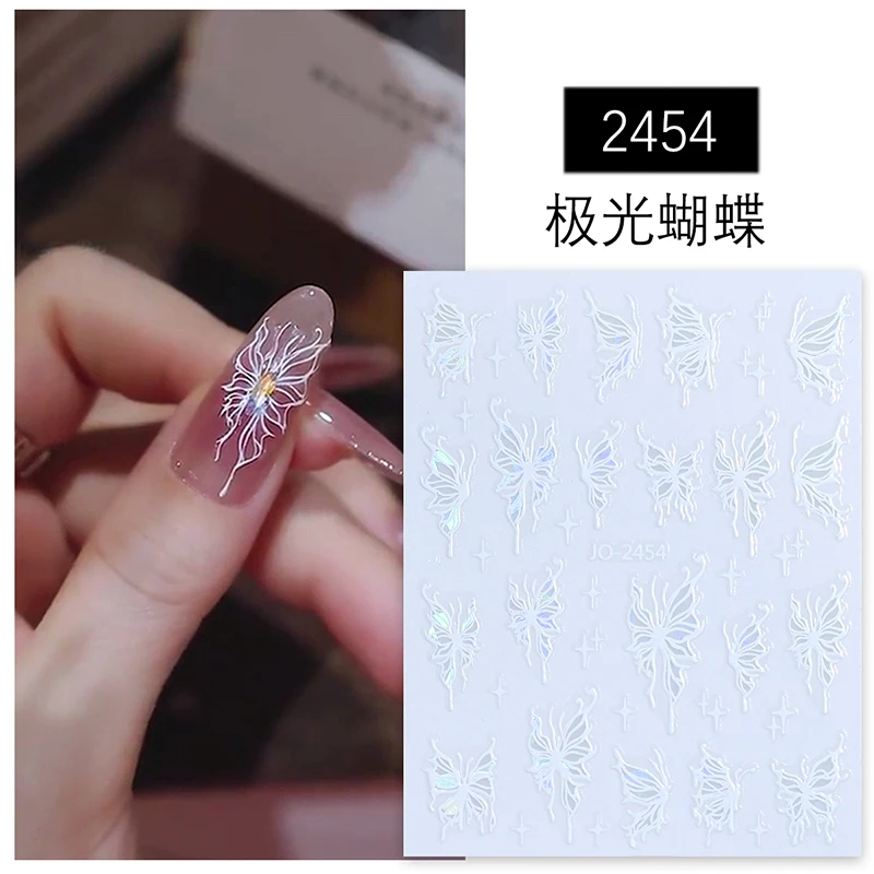 3d Aurora Farben schwarz weiß Schmetterling Nail Art Aufkleber selbst klebende Schieber Nagel Aufkleber Dekoration Maniküre Zubehör