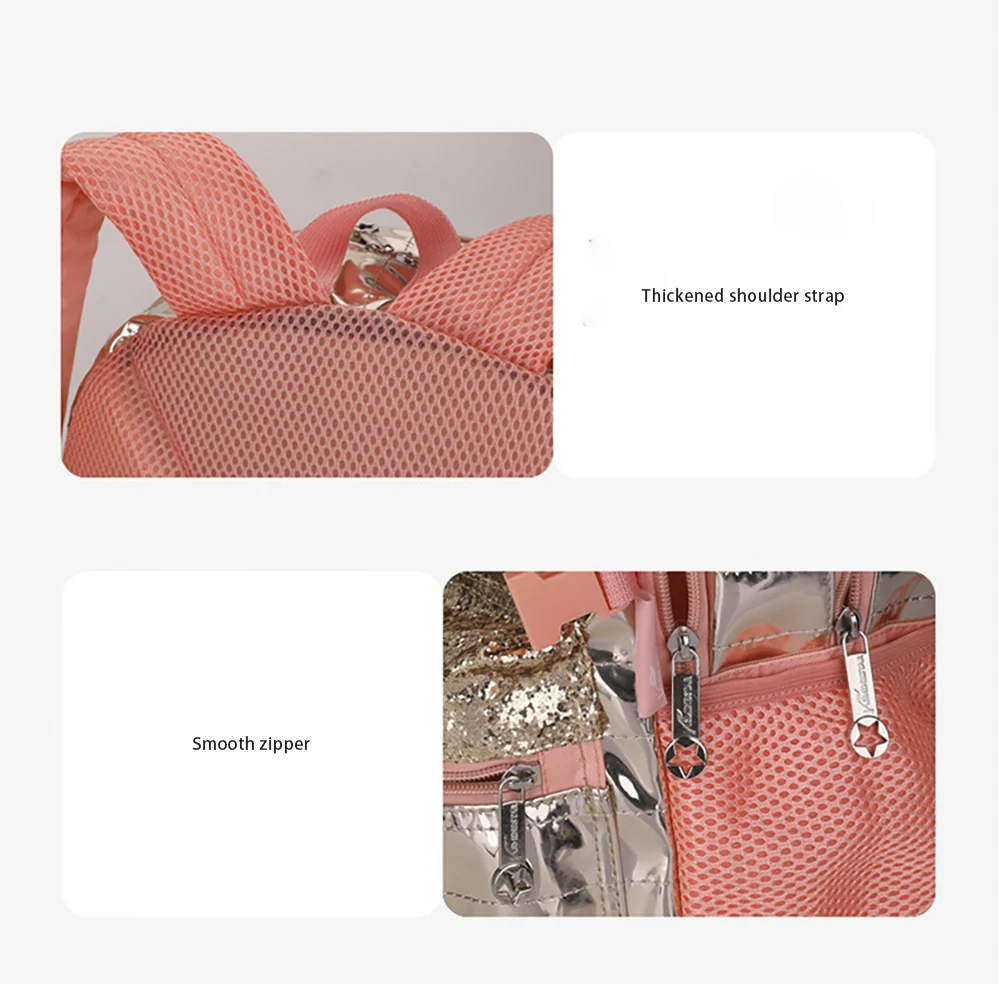 School Bags Backpacks for School Teenagers Girls Waterproof Spine Protection Schoolbag Sequined Detachable Lunch Bag Girls Bags