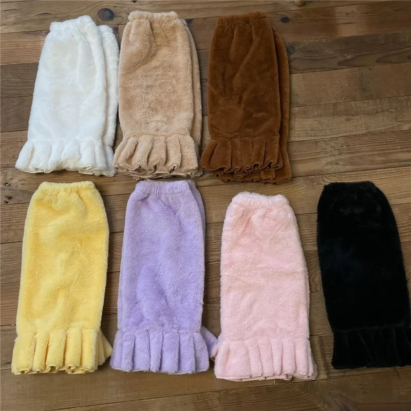 Calentadores de piernas peludos lisos Kawaii para mujer, calcetines japoneses Jk Harajuku, calcetines Y2k estéticos para estudiantes, pie largo de invierno 2024