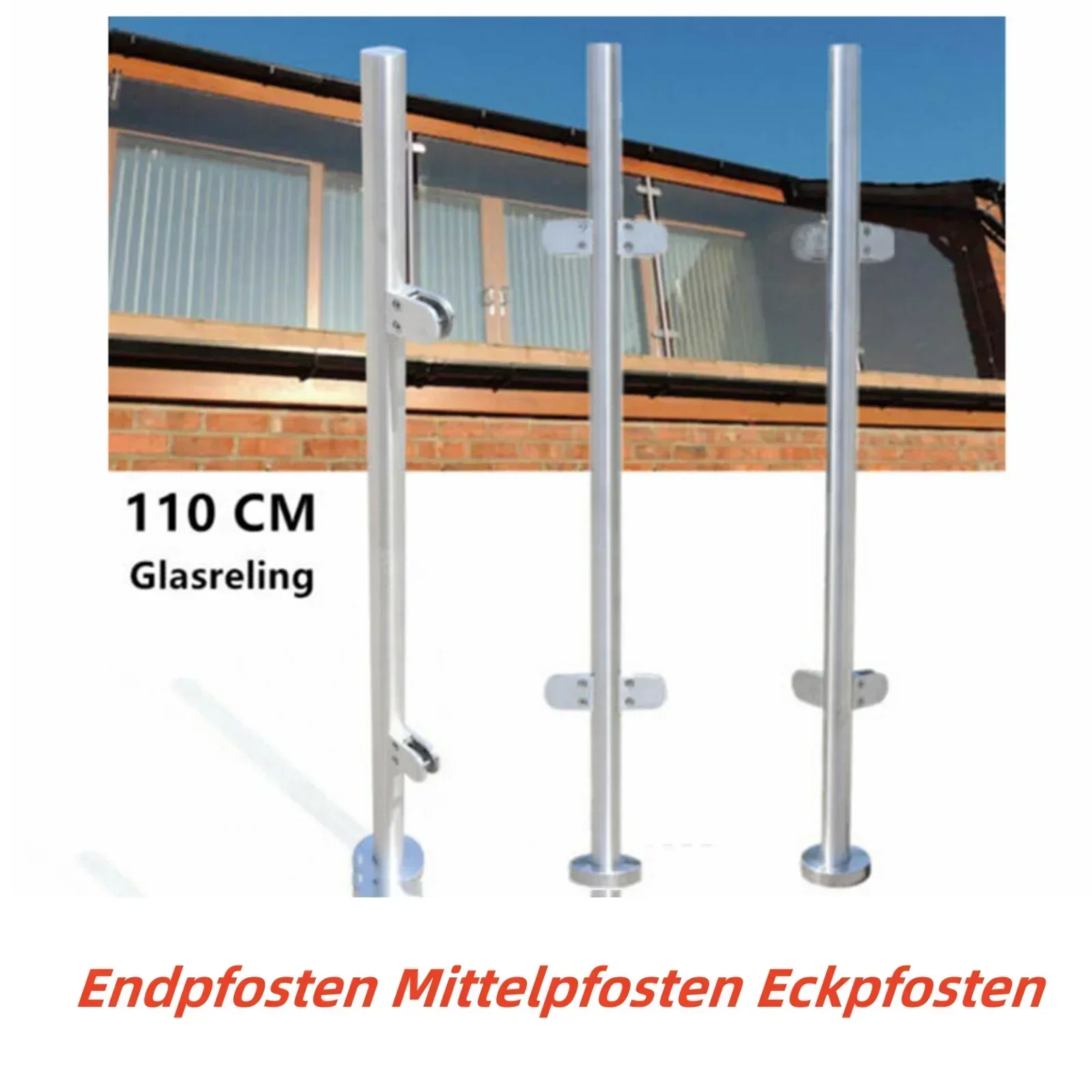 Glass Railing Post,Stairs Pool Fence Post Balustrade W/Rubber Pads Railing Post Stainless Steel 316 Glass Clip  (43