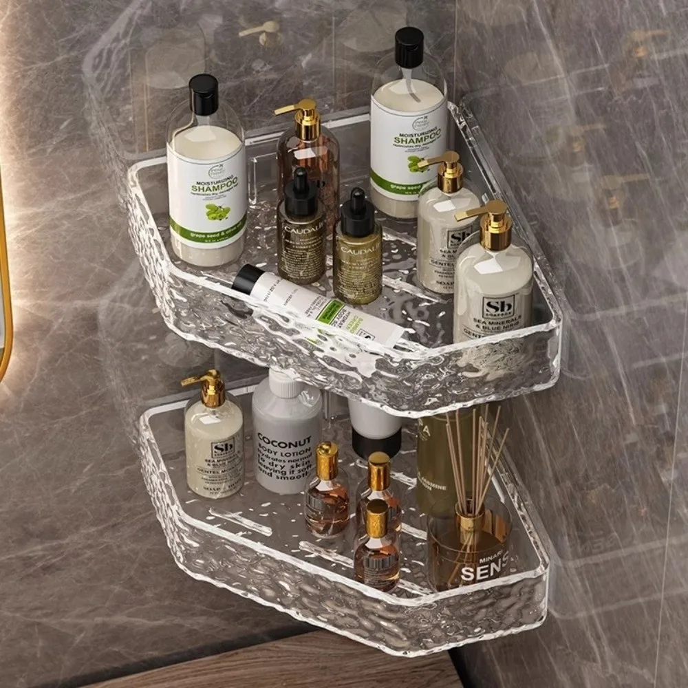 

New Glacier Design Corner Shelf PET Clear Shower Caddy Wall Mount Bathroom Shelf Shampoo Storage