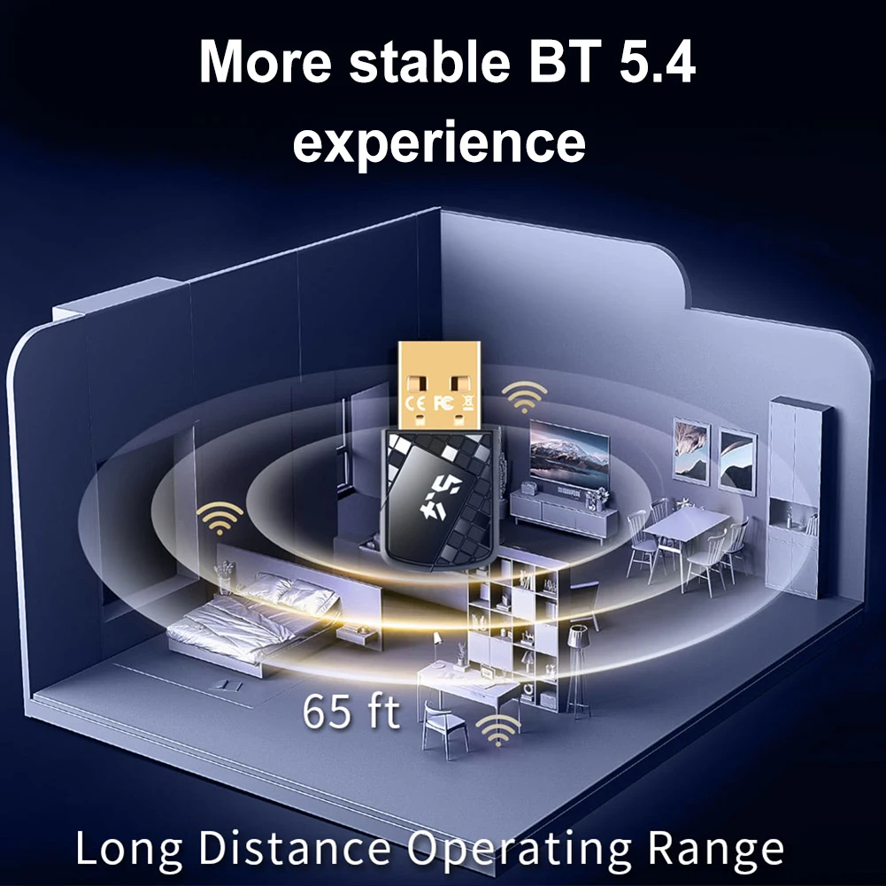 USB ไร้สายบลูทูธ 5.4 Dongle อะแดปเตอร์ไร้สายเมาส์คีย์บอร์ดเครื่องรับสัญญาณเสียงเพลงเครื่องส่งสัญญาณ USB สําหรับ PC ลําโพงเมาส์